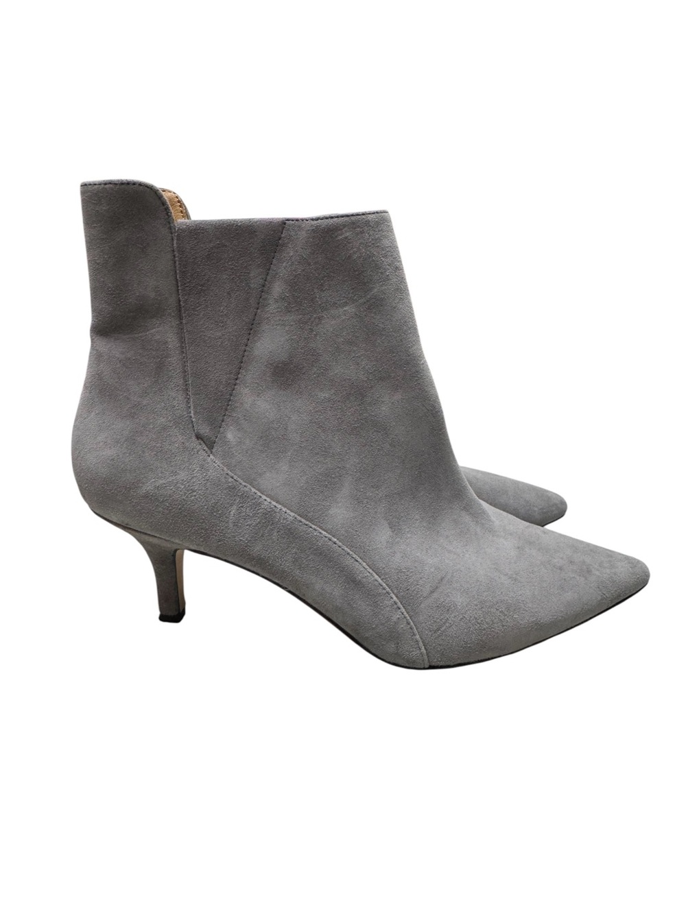 Corso Como Drianna Gray Suede Pointed Toe Kitten Heel Ankle Booties Size 7.5